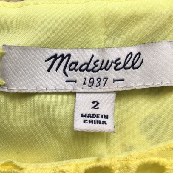 Madewell Petite Bright Yellow Eyelet Lace Dress - Picture 2 of 6